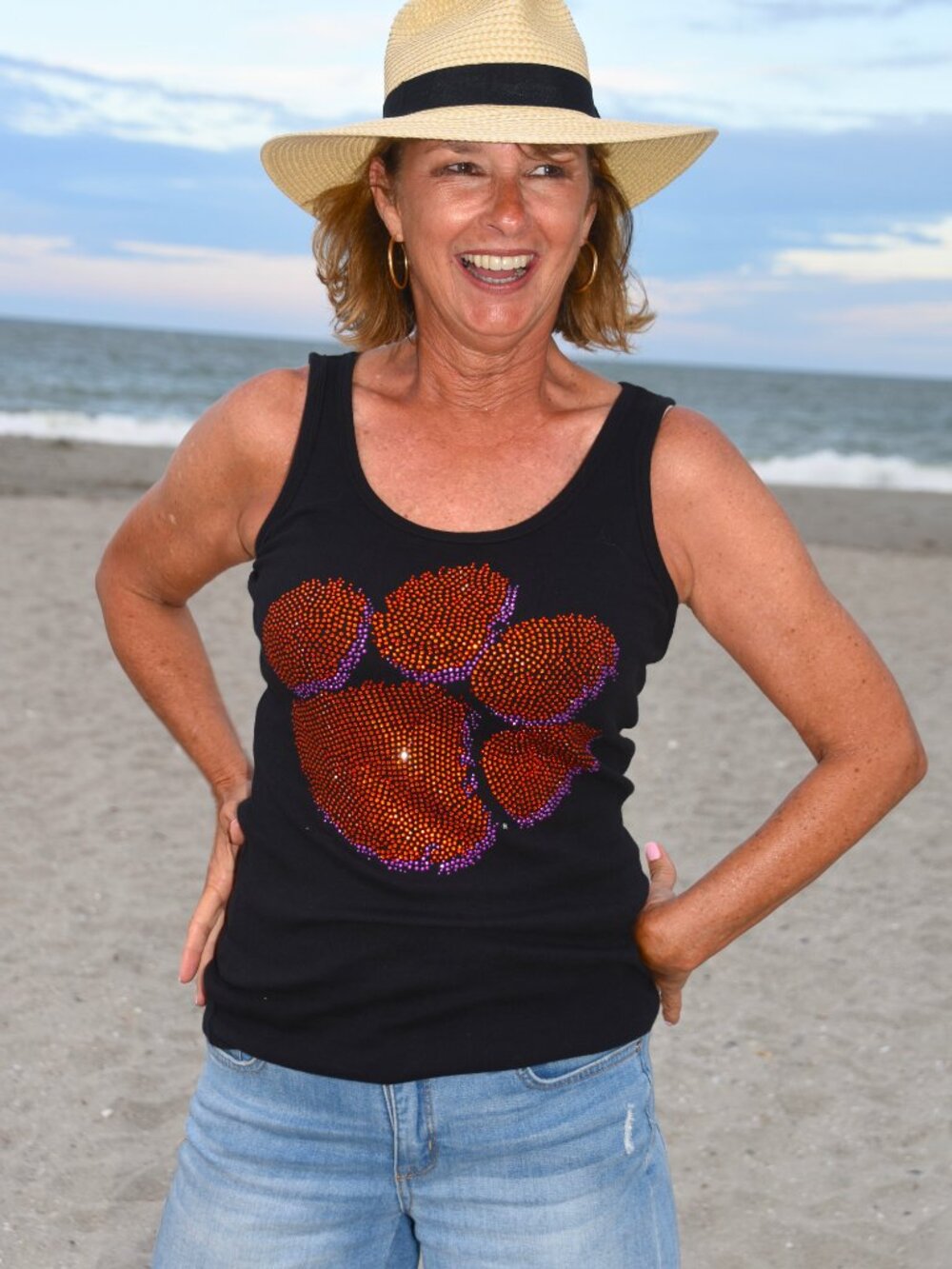 Clemson Tigers rhinestone bling black tank top SZ XS S M L XL XXL 1X 2X3X4X 5X